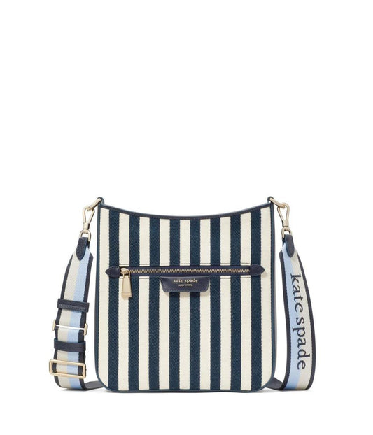 Hudson Striped Canvas Fabric Messenger Crossbody