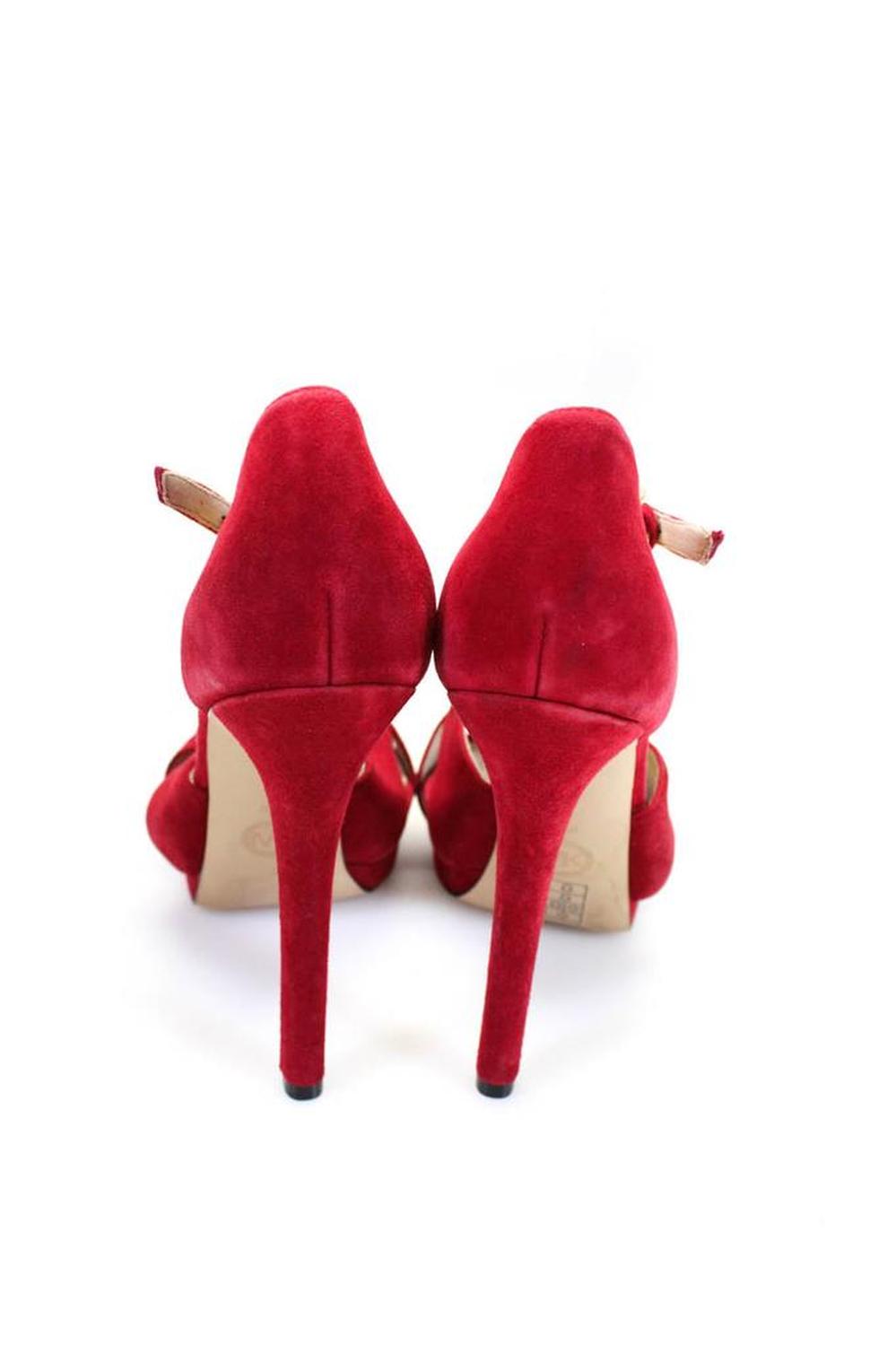Michael Michael Kors Women's Open Toe Strappy Stiletto Sandals Red