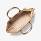 Avril Large Metallic Leather and Logo Jacquard Satchel