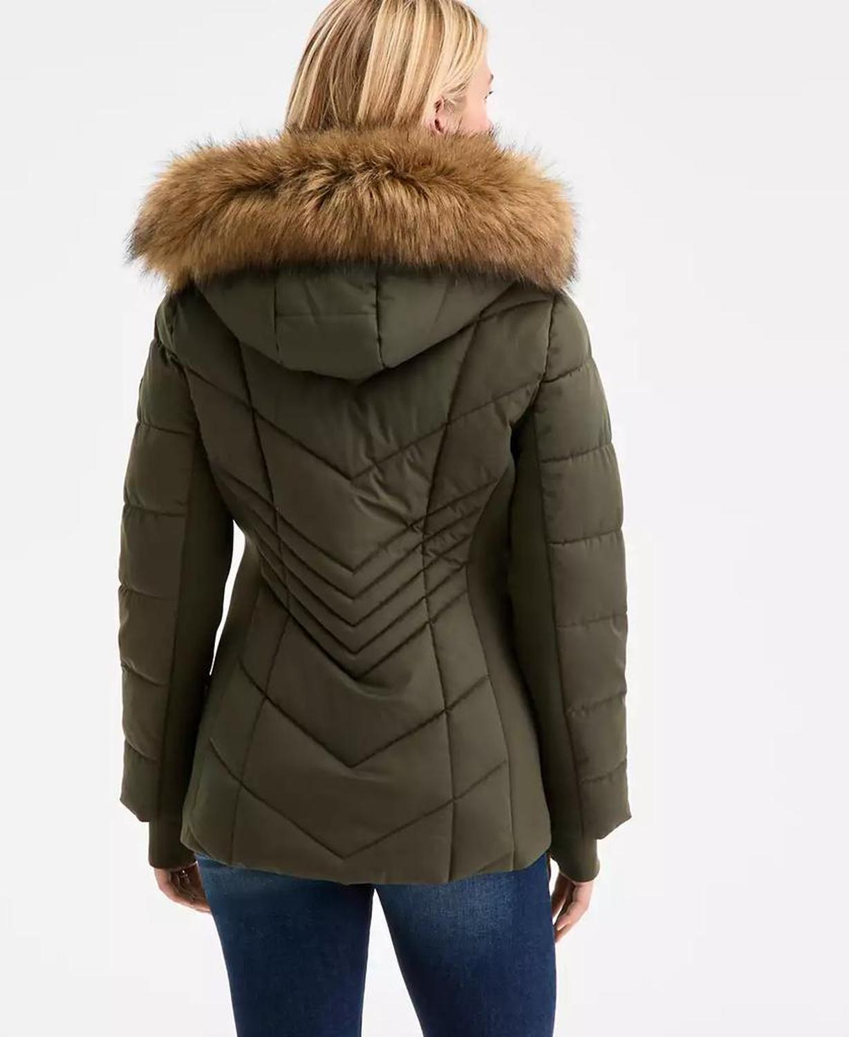 Women's Faux-Fur-Trim Hooded Puffer Coat, Exclusively at Macy's