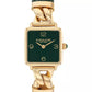 Women's Cass Gold Tone Stainless Steel and Dark Green Leather Calfskin Strap Watch, 22mm