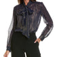 Michael Kors Collection Stripe Chiffon Neck Tie Silk-Blend Shirt