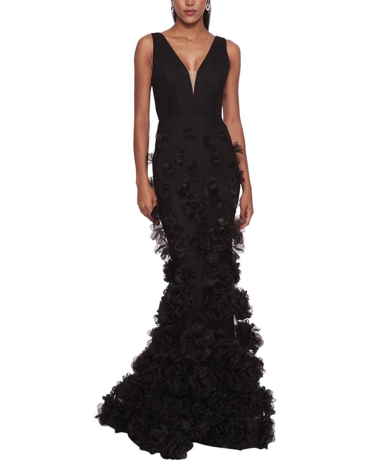 Marchesa Notte V-Neck Mermaid Gown