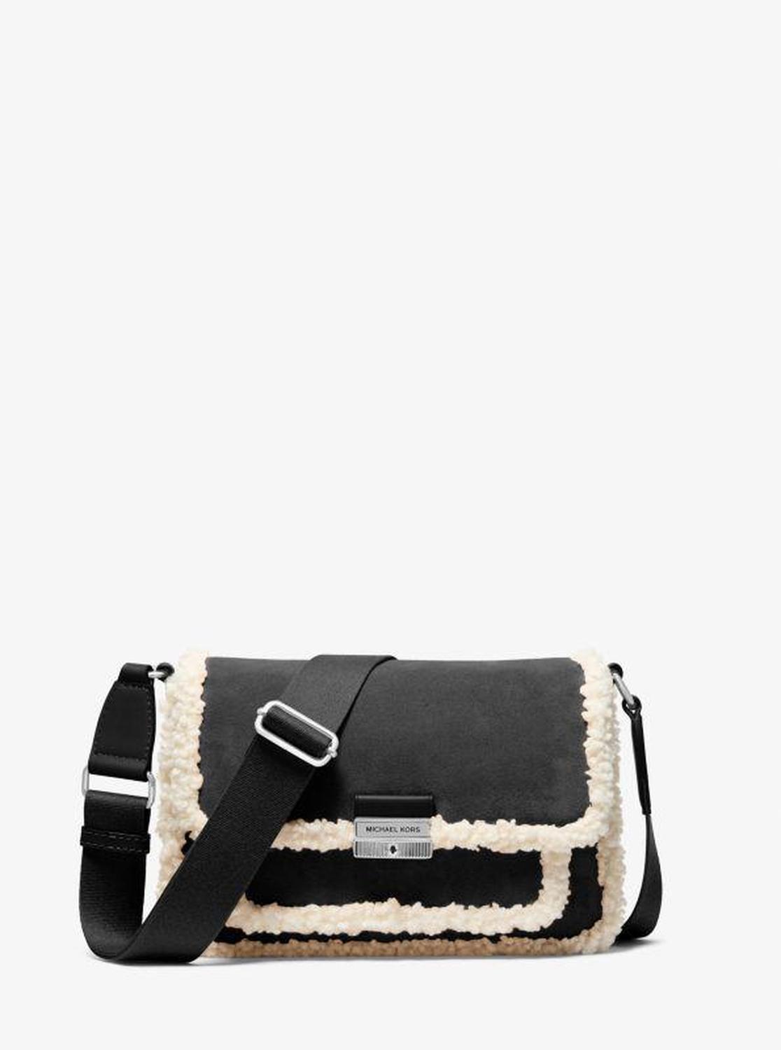 Bradshaw Medium Suede and Faux Shearling Messenger Bag