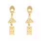 Gold Jumbled Signature Logo Link Linear Earrings