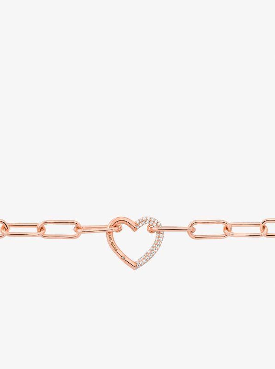 Pavé Heart Curb-Link Necklace