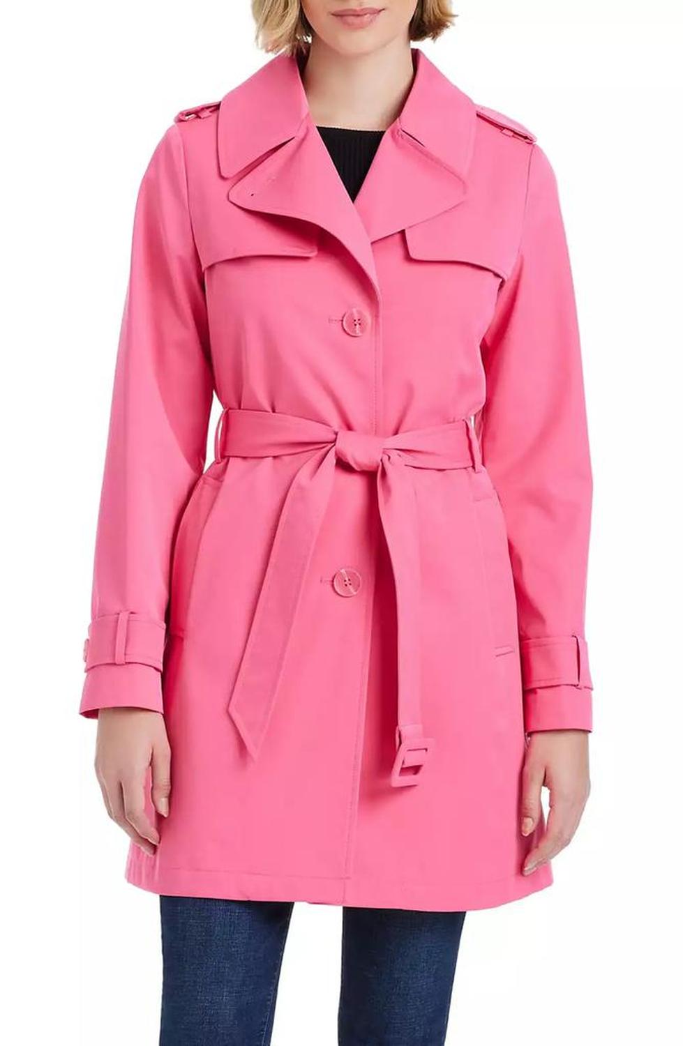 Women's Short Single-Breasted Pleated Back Trench Coat