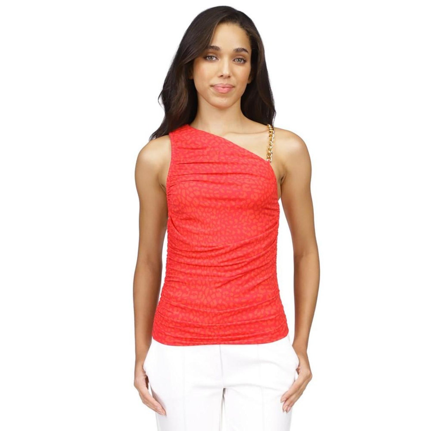 Women's Ruched Chain-Shoulder Top