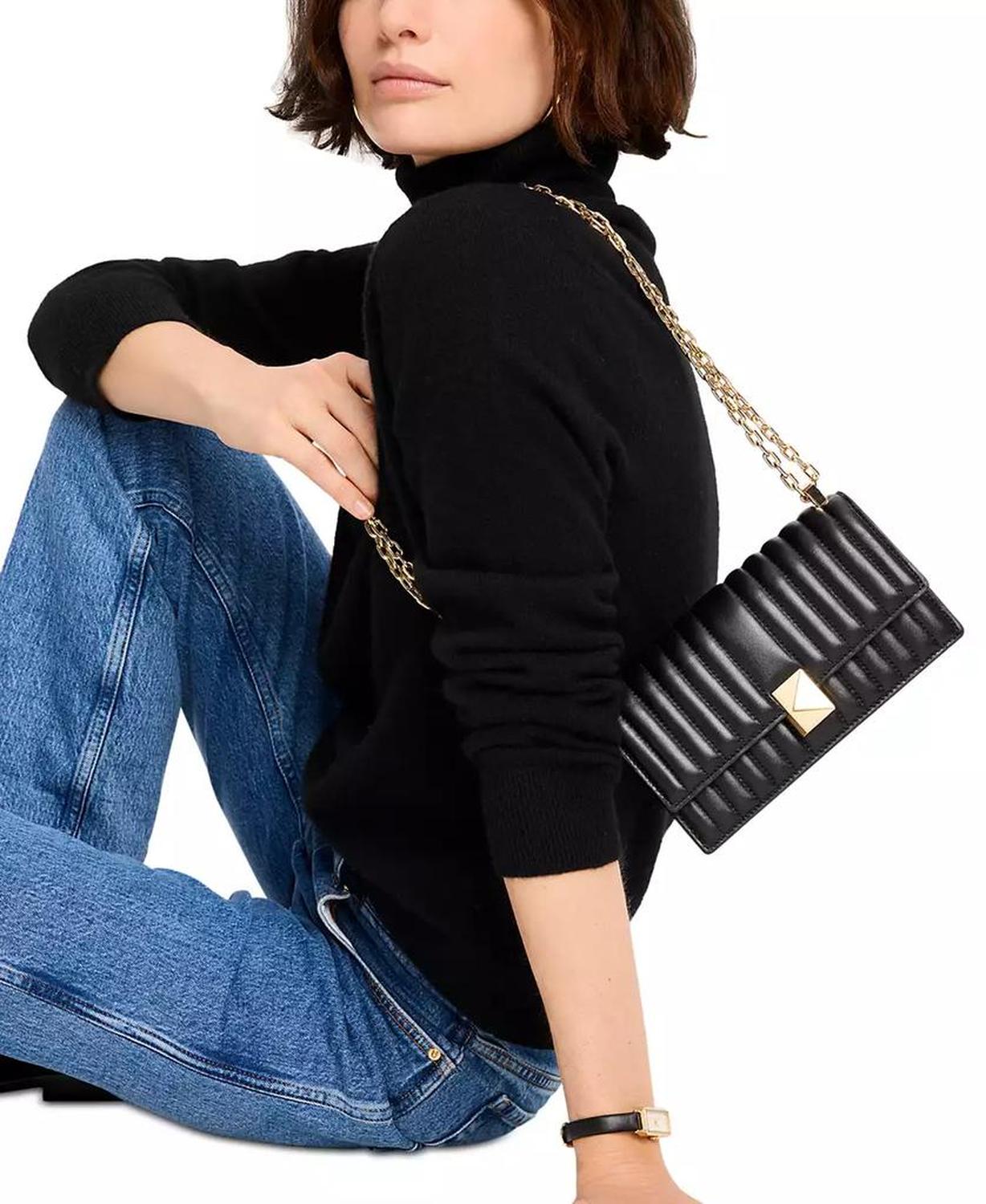 Deco Quilted Leather Mini Flap Chain Crossbody Bag