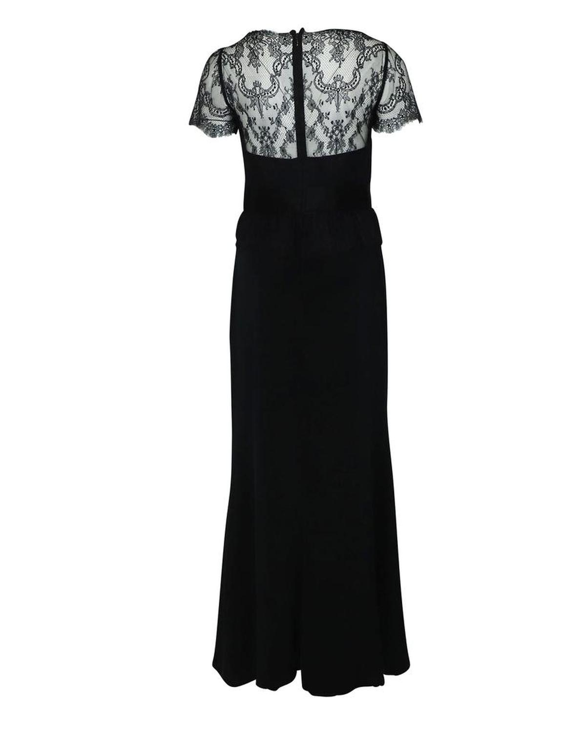 Marchesa Notte Lace Gown in Black Polyester