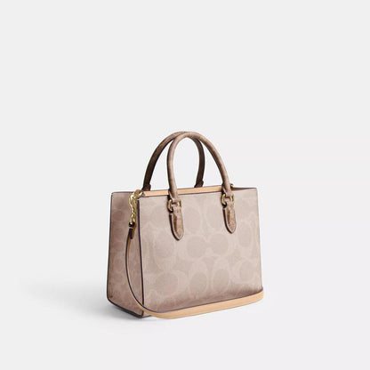 Maggie Small Tote Bag In Blocked Signature Canvas