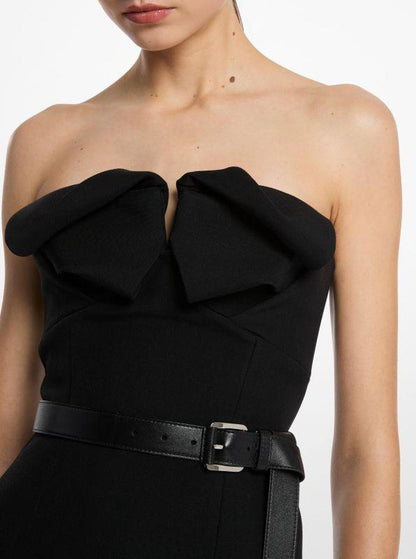 Wool Gabardine Origami Strapless Sheath Dress