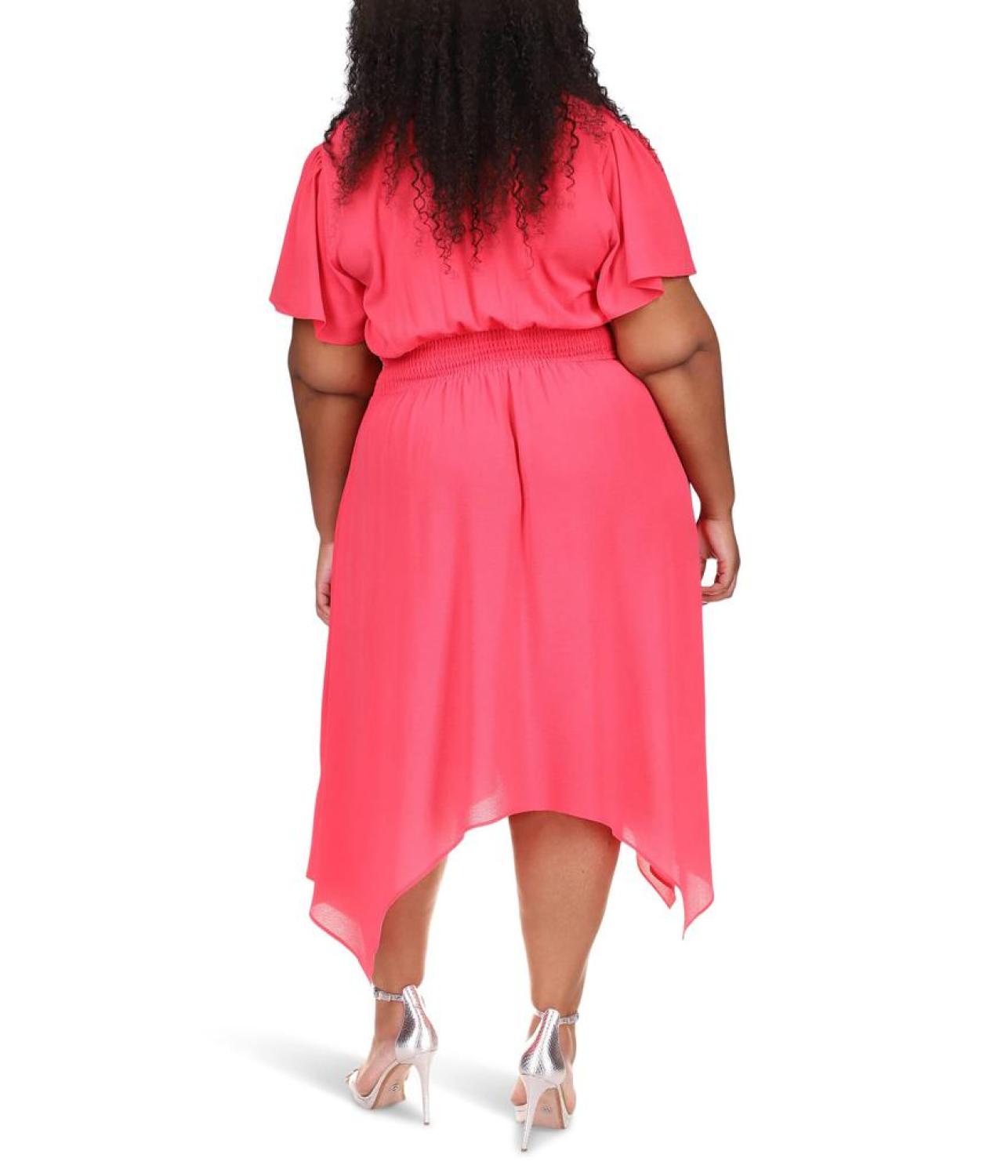 Plus Size Solid Hank Hem Dress