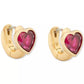 Gold-Tone Small Cubic Zirconia Heart Huggie Hoop Earrings, 0.51"