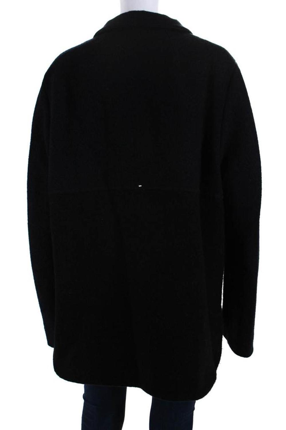 Sportmax Womens Navy Black Color Block Wool Mock Neck Long Sleeve Coat