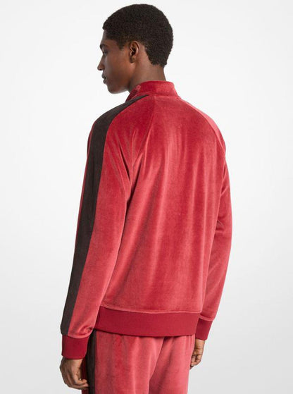 Stripe Velour Zip-Up Jacket