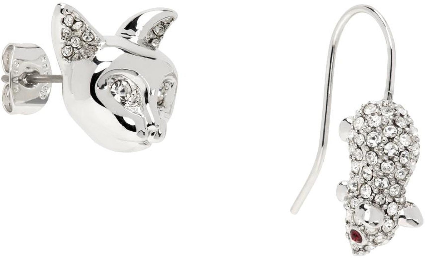 Silver 'The Cat And Mouse Crystal' Earrings