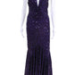 Michael Kors Purple Sequin Halter Gown