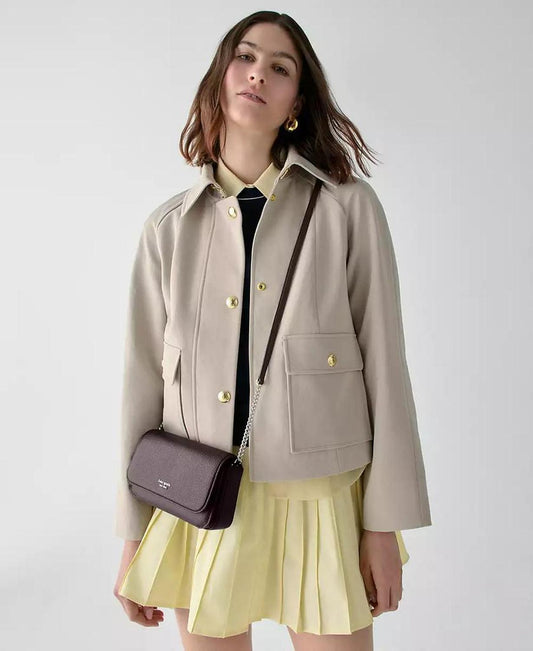 Ava Pebbled Leather Flap Chain Wallet