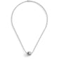 Rhodium Signature Quilted Orb Pendant Necklace