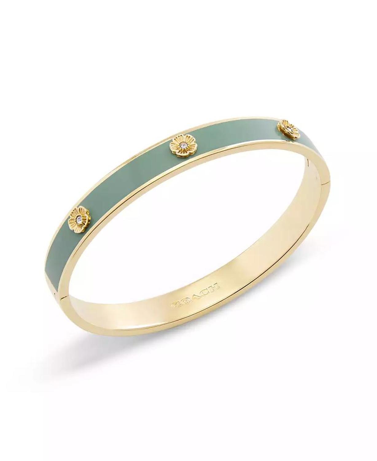 Signature Faux Stone Tea Rose Enamel Bangle Boxed Bracelet