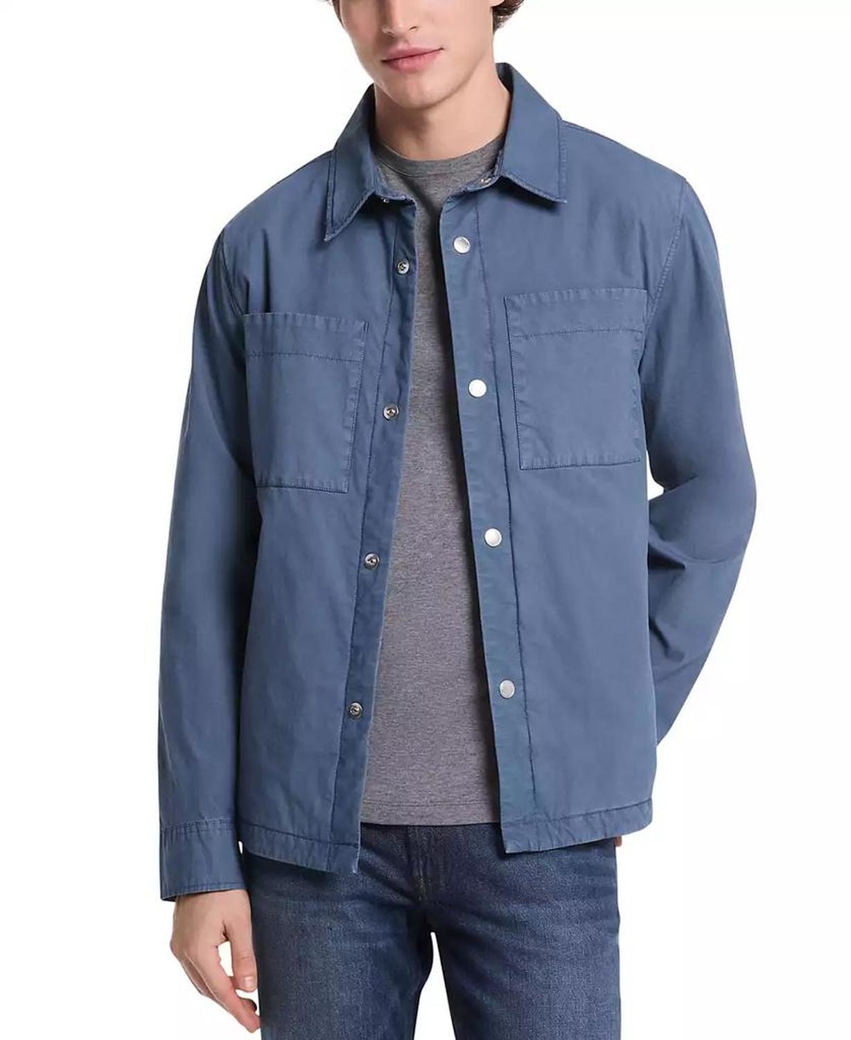 Men's Garment Dyed Long Sleeve Snap-Front Padded Shirt-Jacket