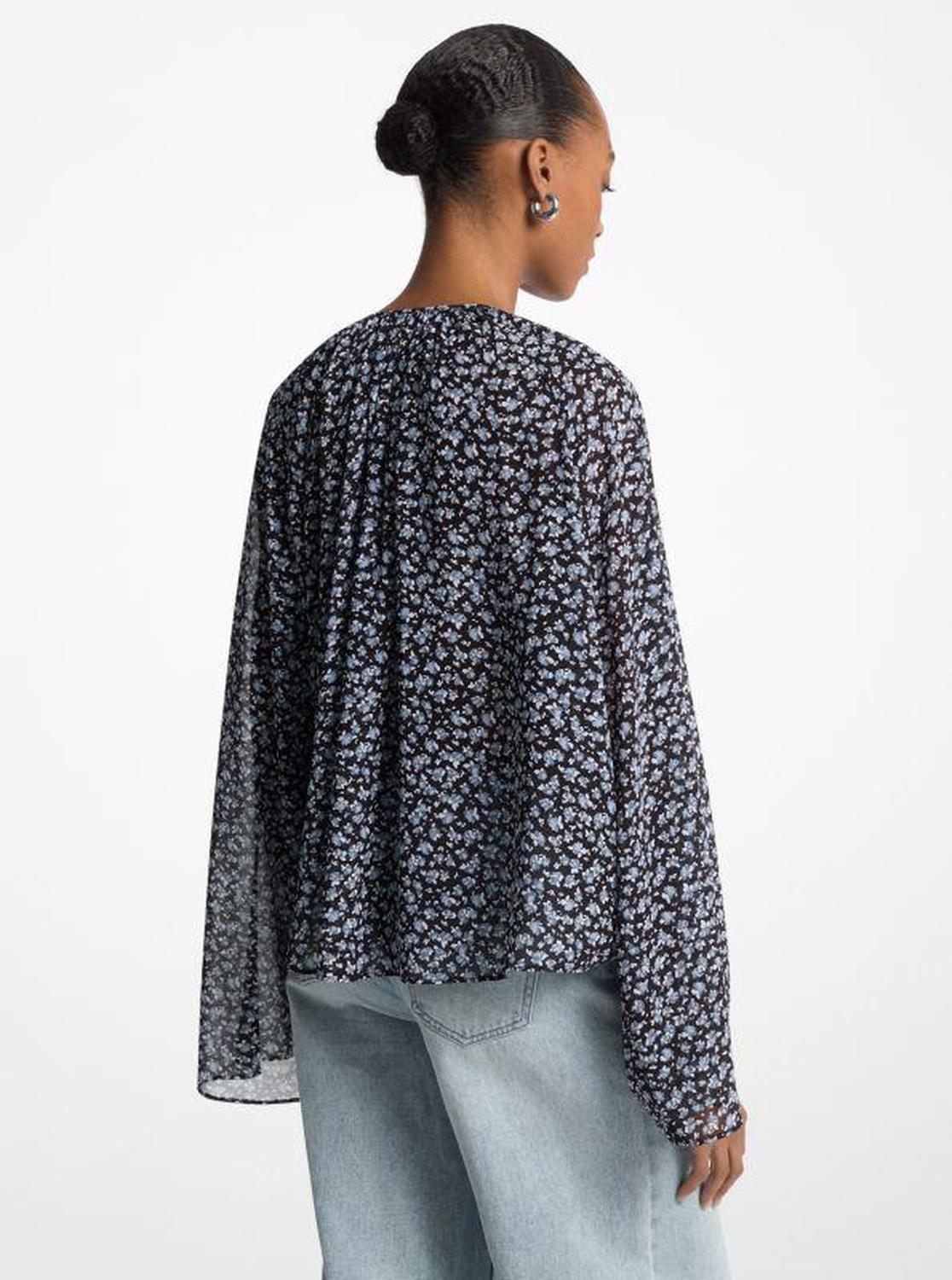 Floral Georgette Flared Sleeve Blouse