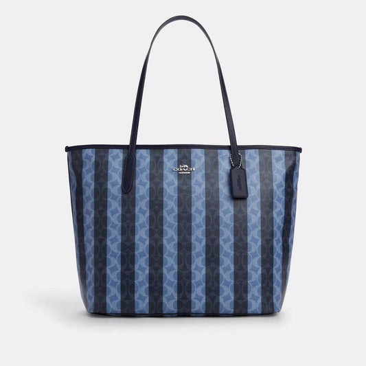 Large City Tote Bag In Signature Canvas With Stripe