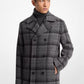 Plaid Textured Wool Blend Peacoat