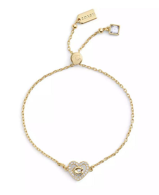 Faux Stone Signature C Pavé Heart Slider Bracelet