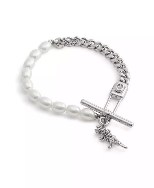 Faux Cultivated Pearl Signature Rexy Safety Pin Strand Bracelet