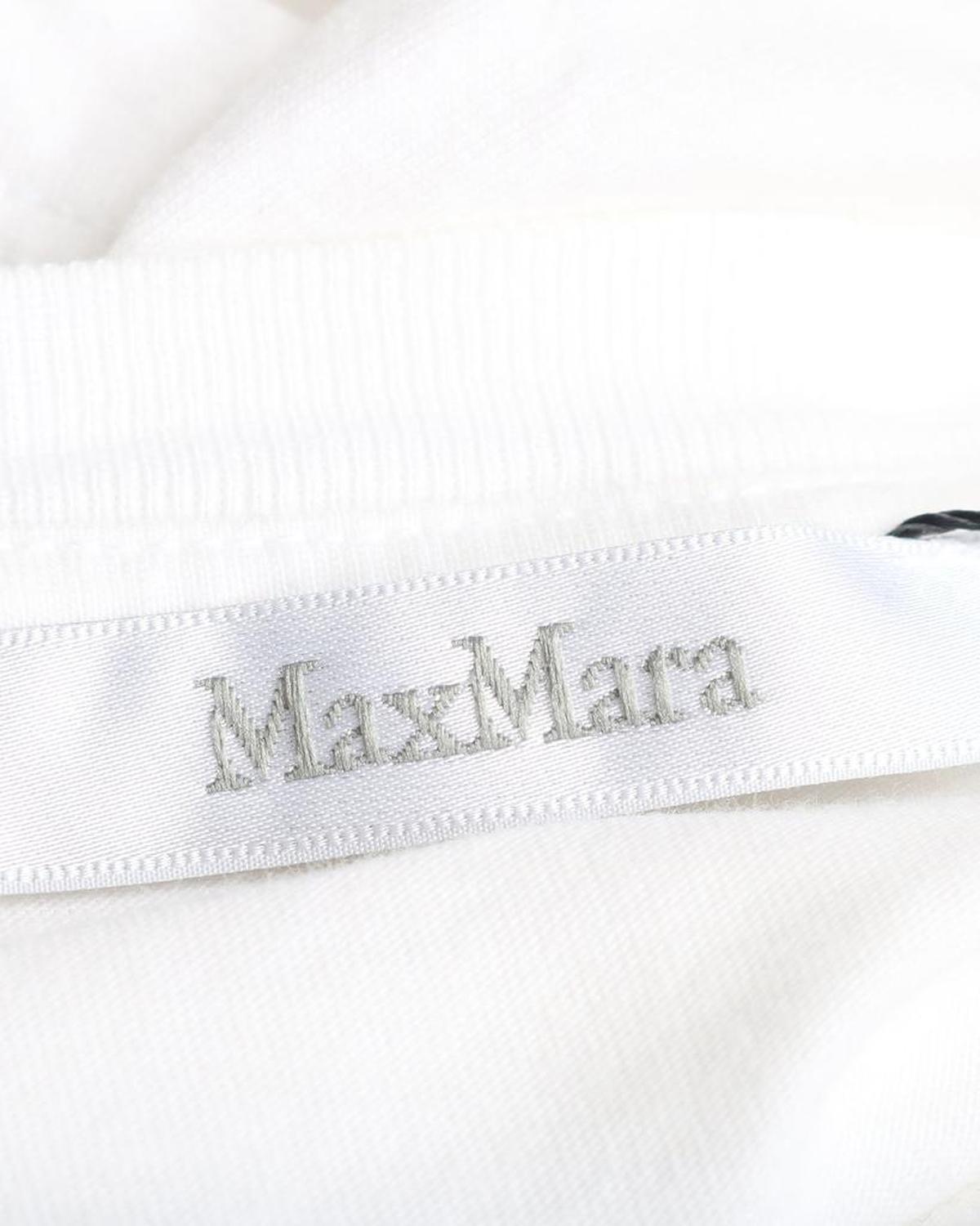 Maxmara Humor Logo-Print T-shirt in White Cotton Jersey