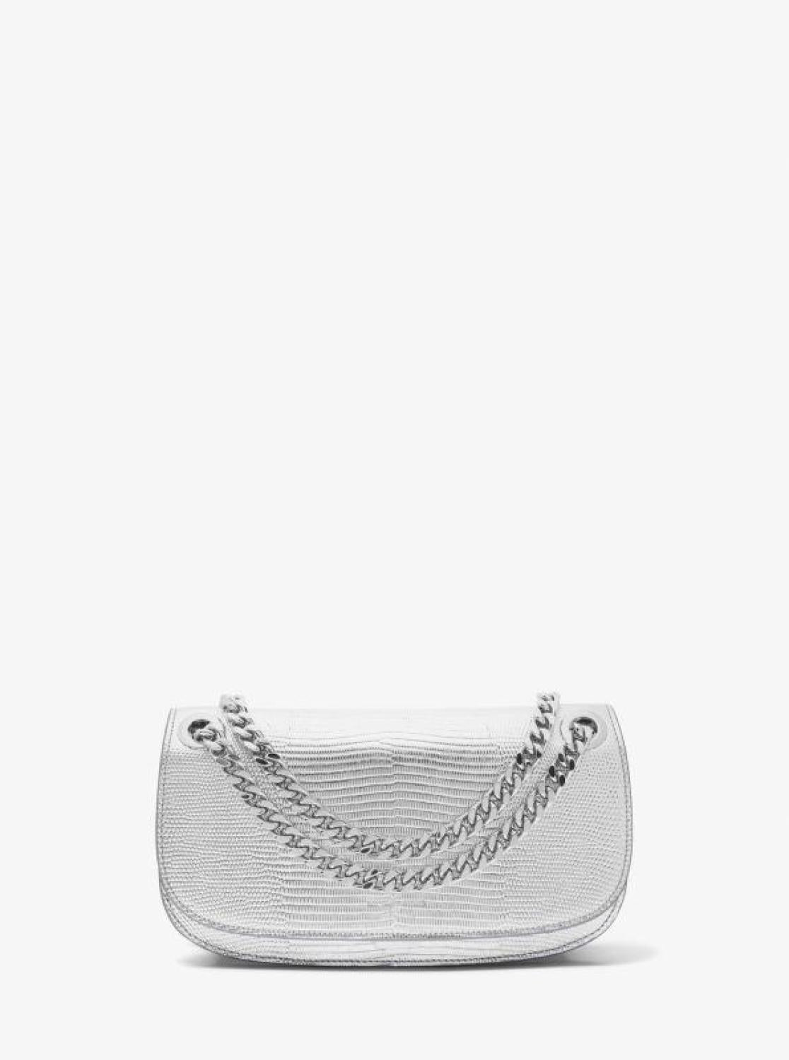 Christie Metallic Lizard Embossed Leather Envelope Bag