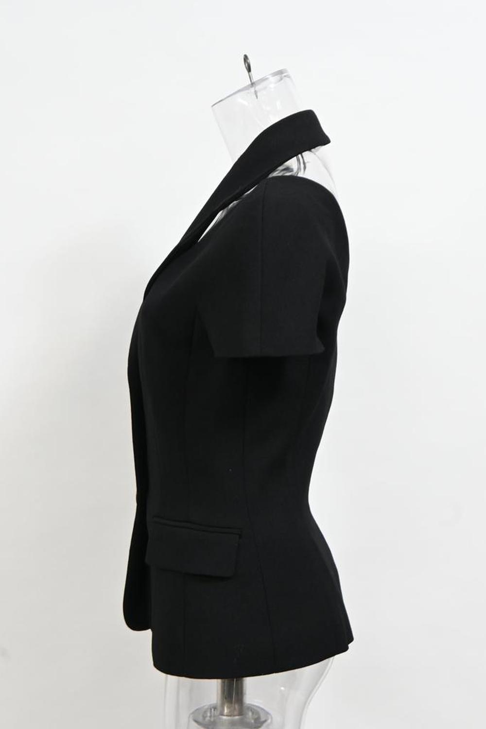 Cutout Blouse in Black Wool