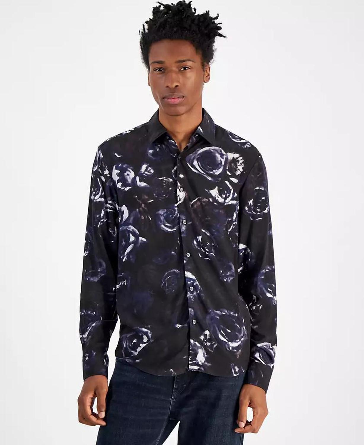 Men's Slim-Fit Floral Button-Down Shirt