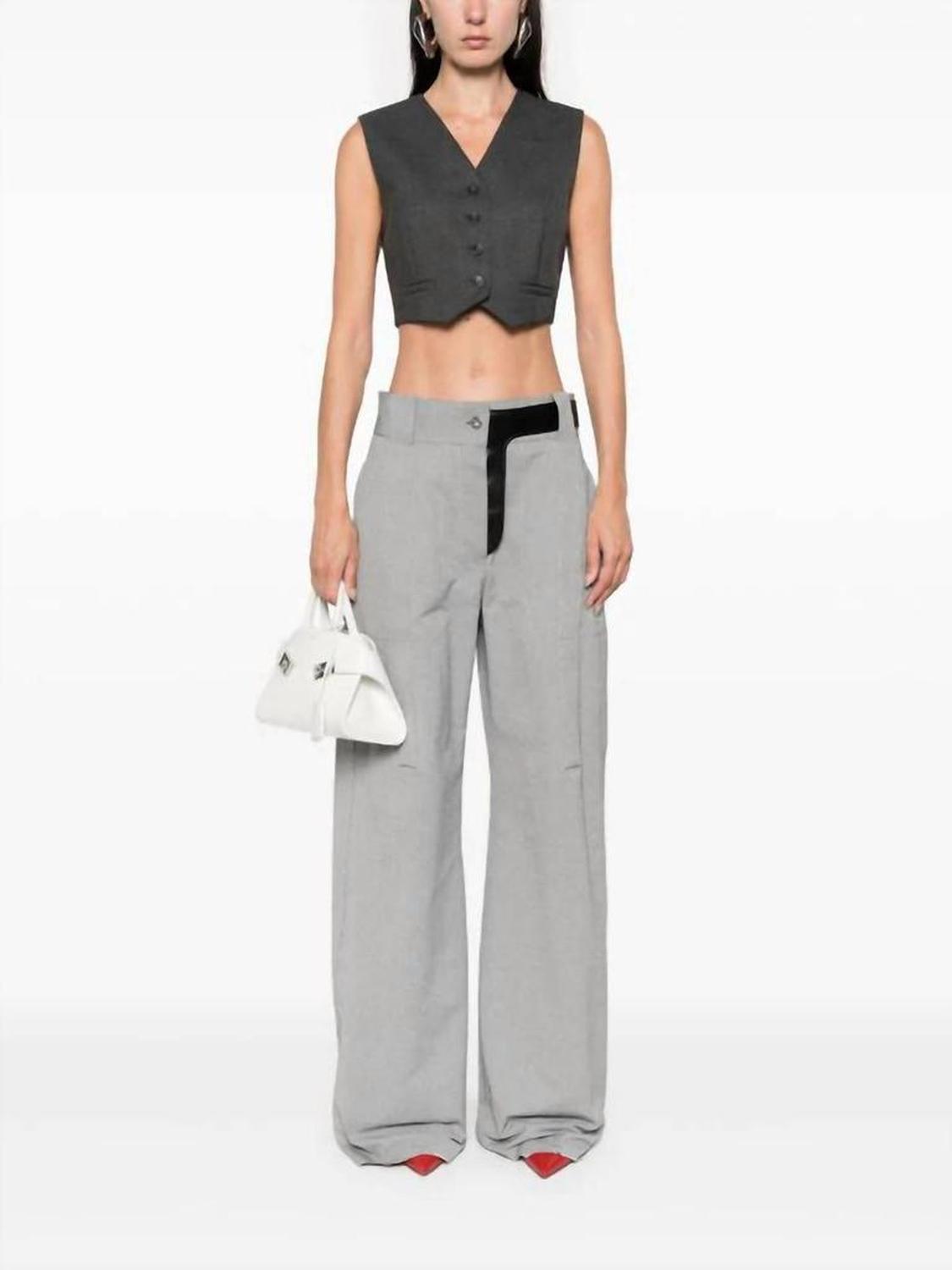 Adesso Cropped Stretch Wool Waistcoat In Grey