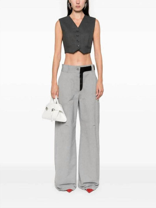 Adesso Cropped Stretch Wool Waistcoat In Grey