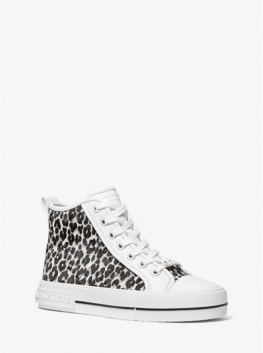 Evy Leopard Print Calf Hair High-Top Sneaker