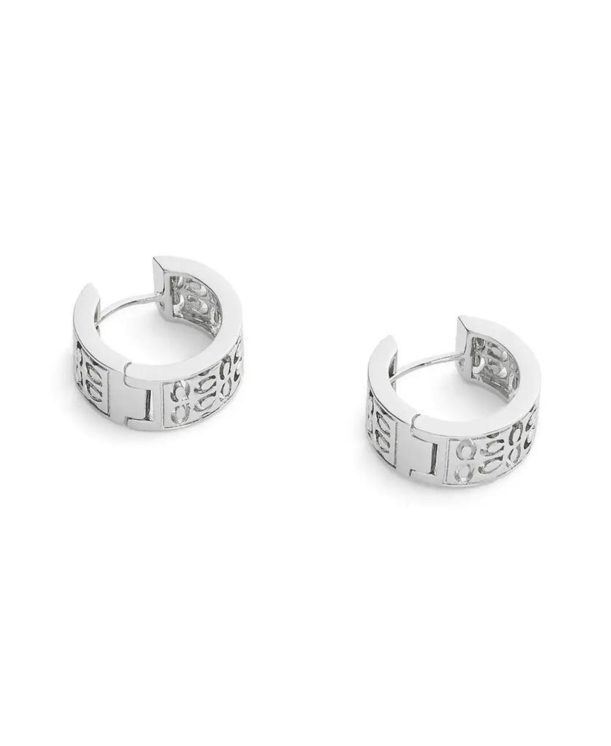 Rhodium Plated Minimal Huggie Hoop Earrings