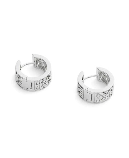 Rhodium Plated Minimal Huggie Hoop Earrings