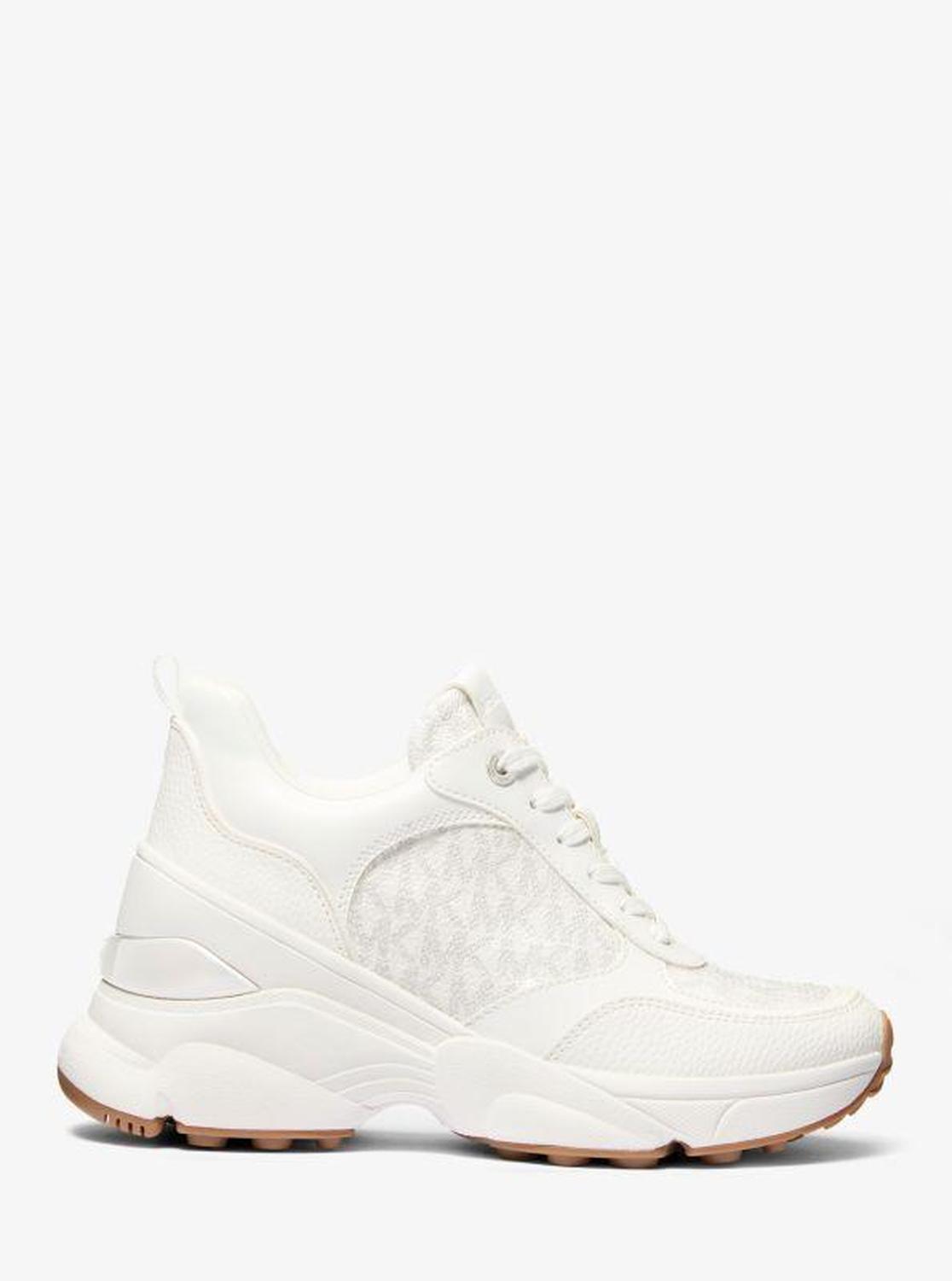 Katrina Sequined Mixed-Media Trainer