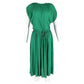 Tie Waist Midi Dress in Green Cotton