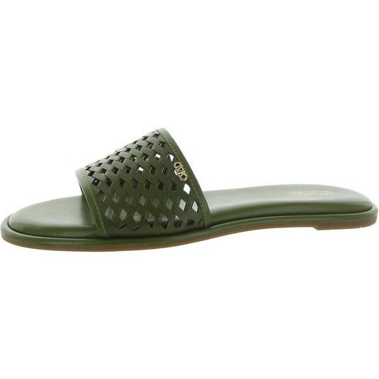 Saylor  Womens Leather Flat Slide Sandals