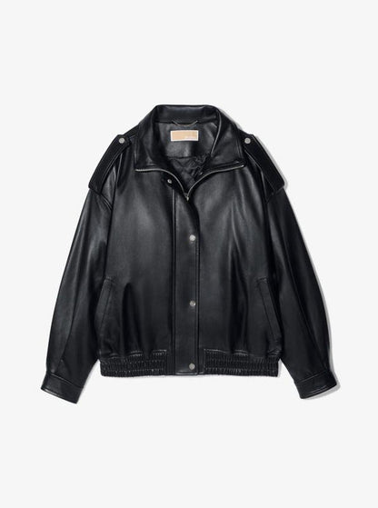 Oversized Leather Blouson Jacket