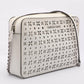 Michael Kors White Leather Laser Cut East West Crossbody Bag
