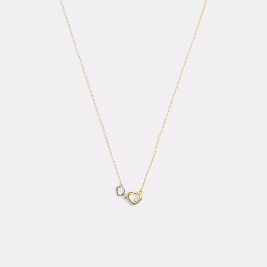Double Stitched Hearts Pendant Necklace