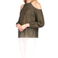 Metallic Stripe Cold-Shoulder Top