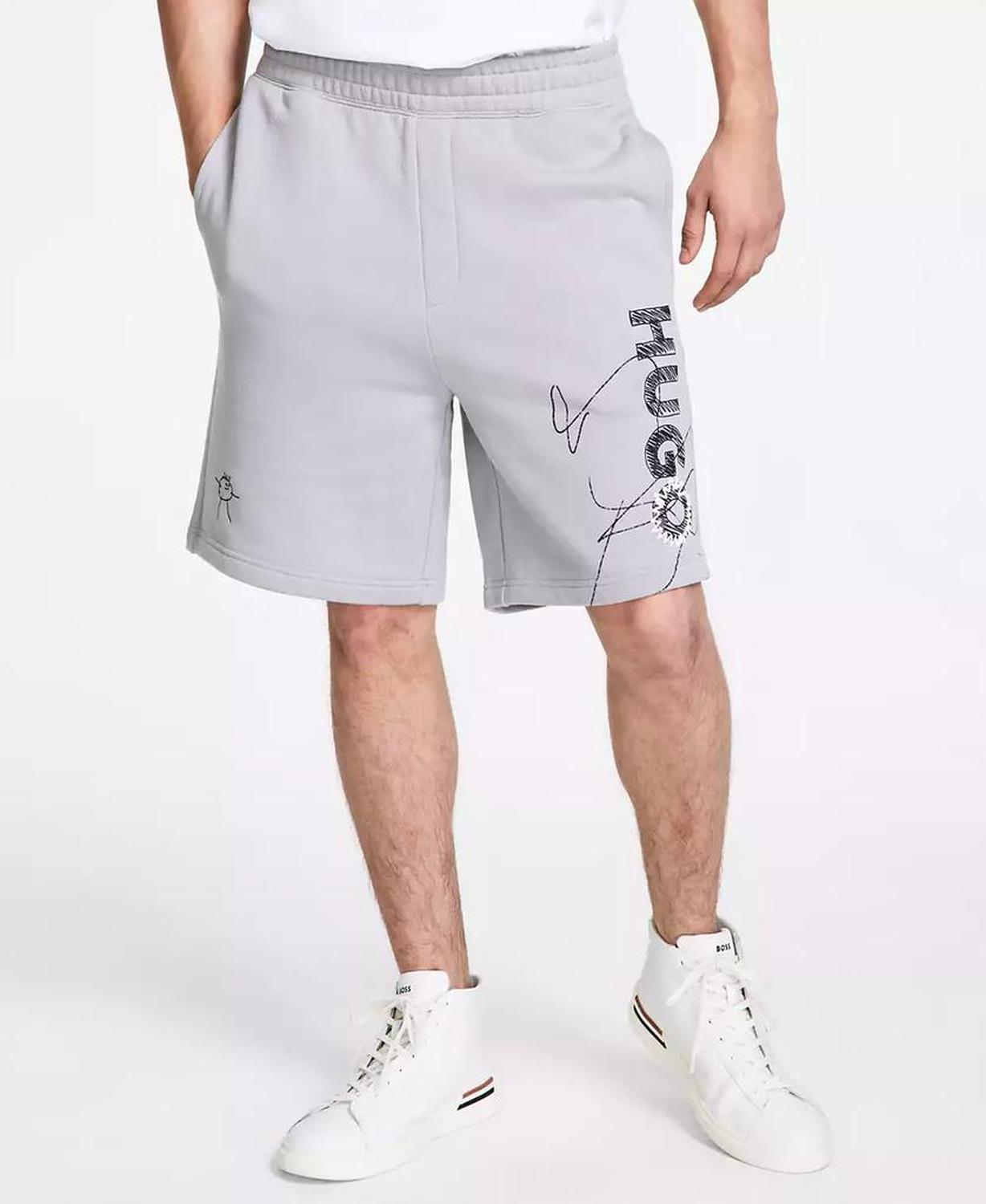 Men's Cotton Sketch-Logo Relaxed Shorts