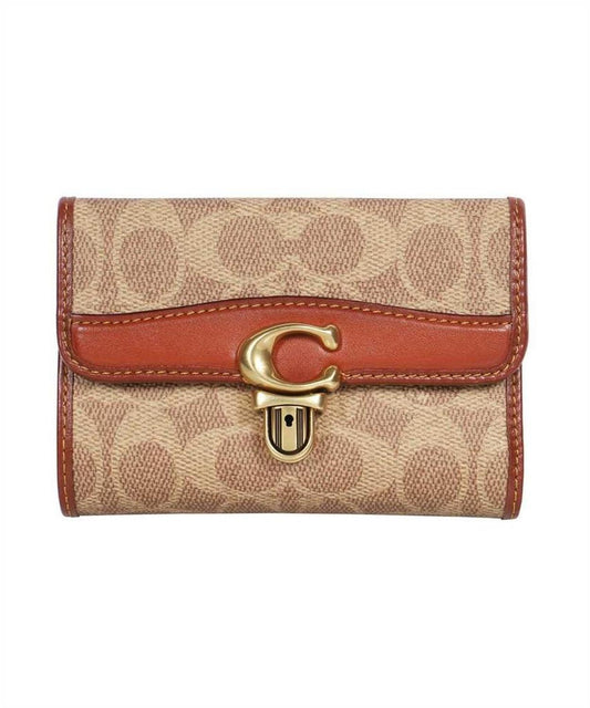Coach Studio Monogram-Printed Logo Plaque Wallet