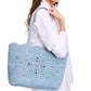 Do It All Spade Flower Perforated Denim Large Tote Bag